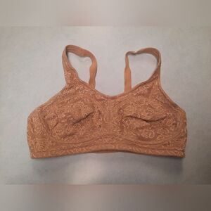 Breezies Mesh Lace Floral Unlined Wireless Bra Nude 38C